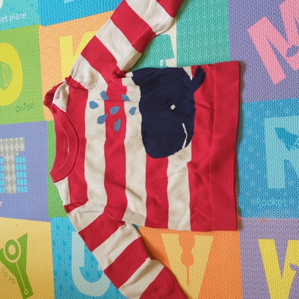 Red and White Striped Toddler Whale Sweater